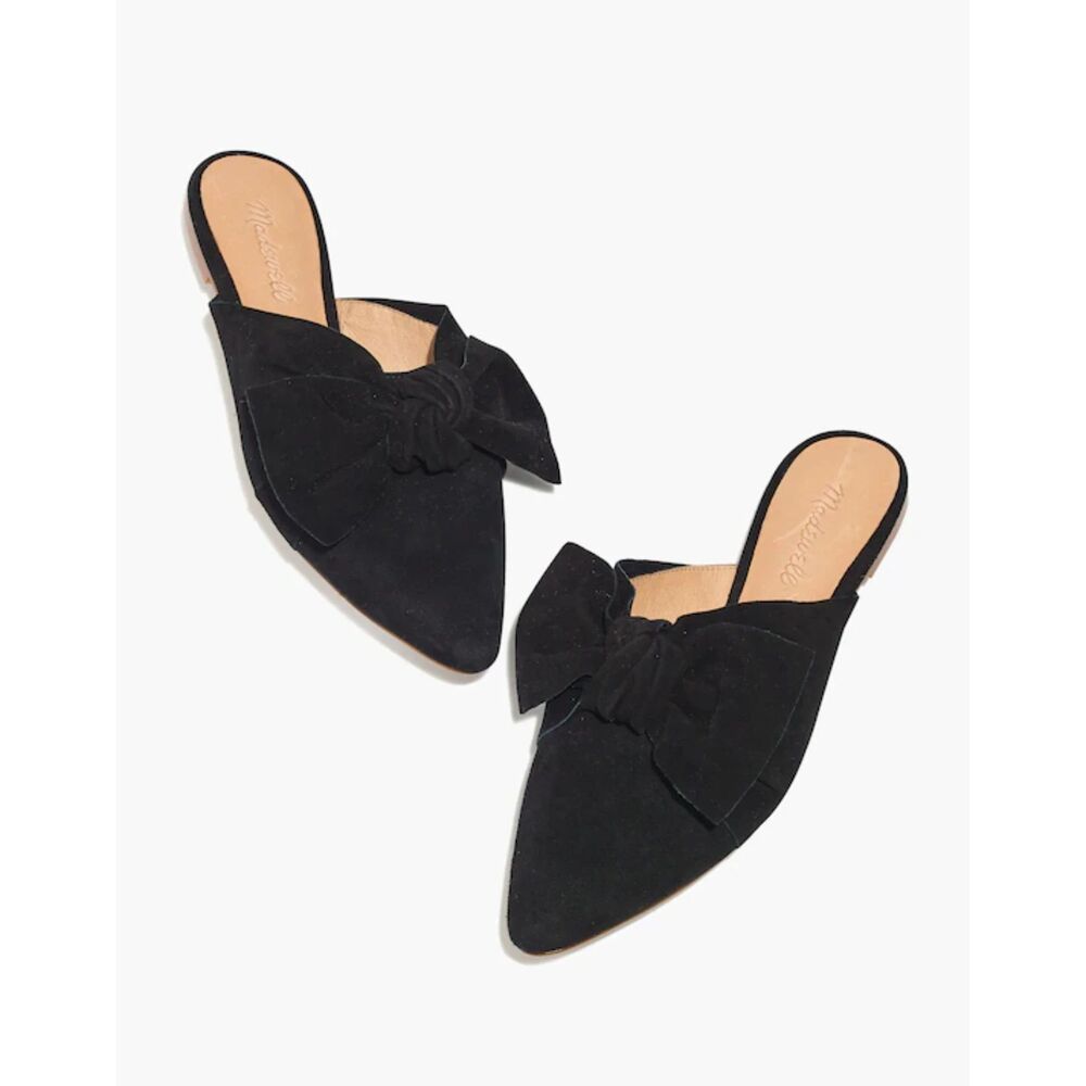 Madewell Remi Bow Mules in Black, Size 7.5 (S1)